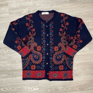 St Michael Vintage Womens Knitted Sweater Crewneck Button Down Black Size 40-42